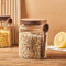Eden & Willow Glass Kitchen Storage Jar with Acacia Lid and Wooden Spoon | Borosilicate Glass Food Canister with Spoon Holder | BPA-Free Mason Jar for Sugar, Spices, and Dry Foods (1, 0.6L)