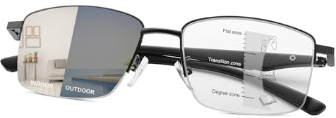 PEEPAI Photochrome Progressive Multifocus Lesebrille Federscharnier UV Sun Reader Antiblau Licht Übergang Brille für Damen Herren