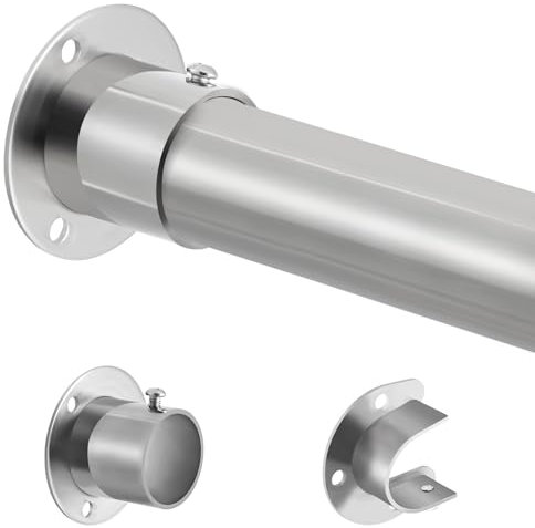 Silber Kleiderstange, 74-191 cm, Stabile Ausziehbare Hängestange für Kleiderschrank, inklusive Schrauben und Halterungen (32 mm)