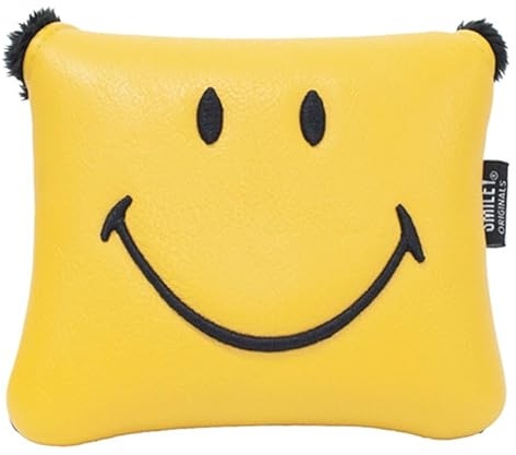 Smiley Golf Club Headcover - Classic Mallet Putter - Yellow/Black