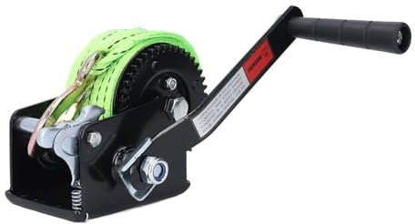 Boat Trailer Winch, 600lbs Hand Winch Heavy Duty Hand Crank Winch with 5m Polyester Strap, Two Way Ratchet Portable Manual Winch for Boat Trailer Truck ATV