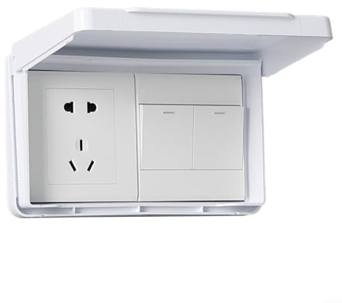 Sandyseptember Interruptor de pared Cubierta de toma de corriente Cubierta de interruptor de pared de baño Interruptor reversible Placa frontal Panel Caja para tipo 86 Doble Socket Delgado Impermeable