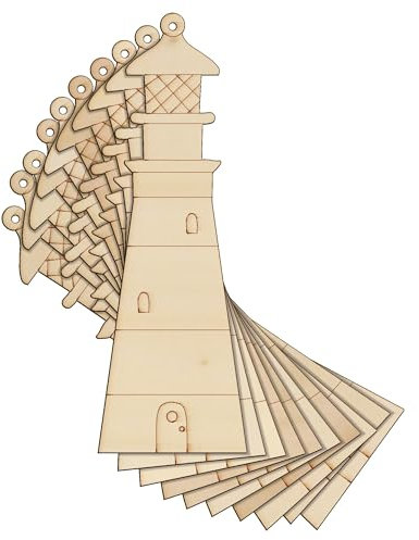 10x Holz Traditionelle Licht Haus Handwerk Formen 3mm Sperrholz Sea Side Gebäude (18 x 6,1 cm, Loch Top Centre)
