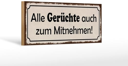mrdeco Holzschild 27x10cm alle Gerüchte auch zum Mitnehmen Holz Schild