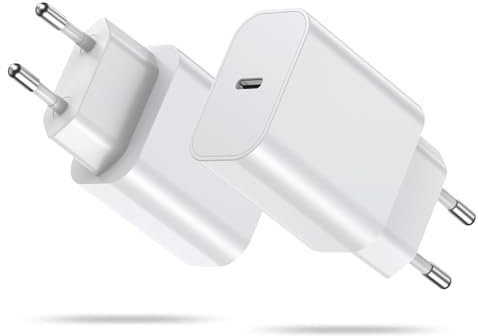 2Pack 20W Chargeur Prise USB C pour Phone 16/16 Pro/16 Pro Max/16 Plus/ 15/14/ 13/12/ 11/ SE 2020/ X/XS/XR/ 8, Pad, Galaxy, Pixel, 20W Type-C Mural Chargeur Bloc Rapide Adaptateur