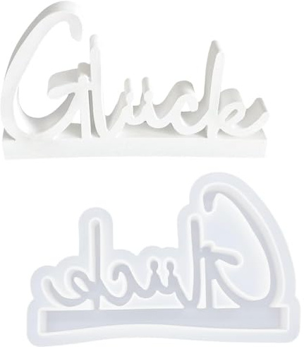ZORVUJI Silikonform Glück Gießform für Gips Harz Beton DIY Deko Schriftzug Gipsformen zum Gießen