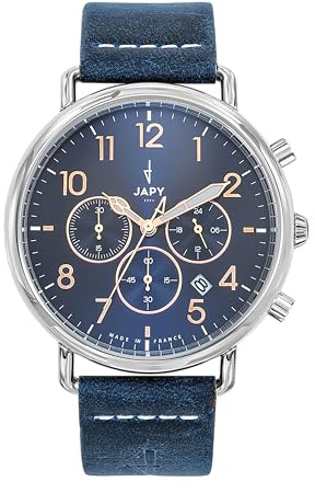 JAPY Herren-Armbanduhr Analog Quarz mit Lederarmband 2900601