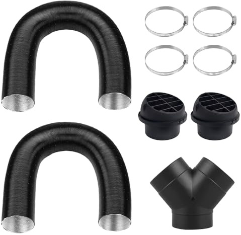 mizikuu 75mm Auto Heizung Rohr Kanal, Diesel Standheizung Zubehör 75mm Y-Rohr-Set Auto-Heizungsschlauch Warmluftauslass Entlüftungsschlauch Clips Set für Standheizung Dieselheizung Luftheizung