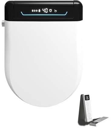 Intelligenter beheizter WC-Sitz mit selbstreinigender Edelstahldüse, einstellbarer Wasserdruck, Vortex-Waschen, warmer Lufttrockner, LED-Licht, langsam schließender Deckel, Vorder- und Hinterwäsche