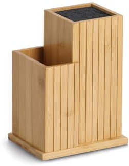 Zeller Messerblock m. Utensilienhalter, Bambus/Kunststoff