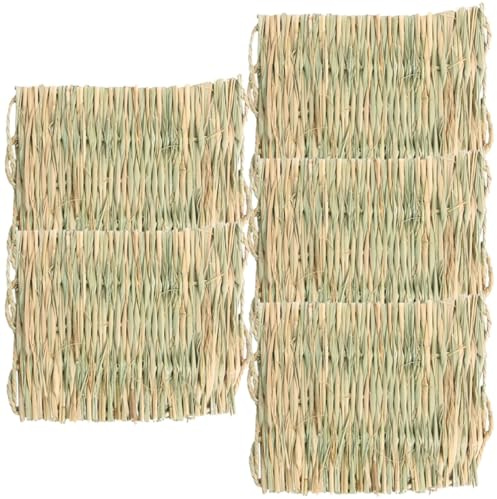 GALPADA Tapis pour Lapin et Petits Animaux 5pcs en Paille Naturelle, Respirant et Sûr pour Creuser et Ronger, Adapté pour Cages et Couchage D'été