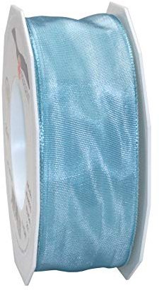 Präsent Lyon Band mit Drahtkante aquamarin, 25 m Dekoband zum Verzieren & Basteln, 40 mm Breite, leicht biegsames Schleifenband, für Festliche Dekos zu besonderen Anlässen