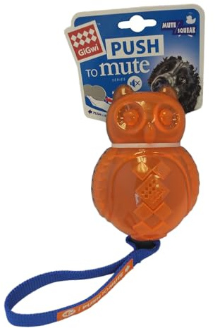 GiGwi Push to Mute Hundespielzeug, neraktiv, quietschend, Kauspielzeug für Hunde, Blau/Orange