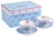 London Boutique Tea Cup and Saucer Set Afternoon Tea Set New Bone China Vintage Flora Rose Porcelain Gift Box(Rose Blue set 2)