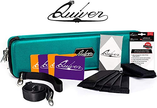 Quiver Time Türkis Karten-Tragetasche - Halter für Sammelkarten und Deck-Aufbewahrungsbox, kompatibel mit MTG Commander (Handgelenk- & Schultergurt, Trennwände + 100 Apollo Hüllen)