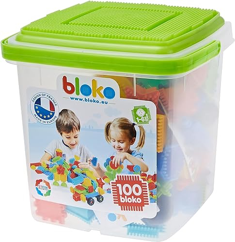 BLOKO 503553 MBI 100 Aufbewahrungstonne mit 1 Spielplatte (Grün), Multicolor, 232321