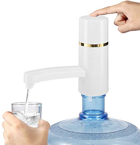 Dispensador de Bomba de Agua Recargable Dispensador Inalámbrico Eléctrico USB para Hogar y Oficina (Blanco)