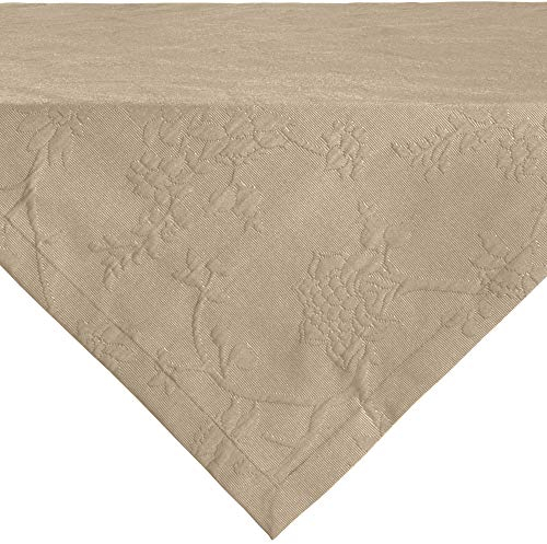 Erwin Müller Tischwäsche, Mitteldecke, Tischdecke mit Jaquardmuster, Serie Arnsberg Sand Größe 80x80 cm - Robustes Gewebe ist bügelleicht und Lange haltbar, mit hochwertigem Kuvertsaum