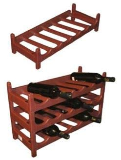 ARTEMA Botellero Terracota Apilable Plástico para Vinos, Mostos, Bebidas y Licores (60 cm x 25 cm x 13,5 cm) - 1 Pieza - Capacidad 6 Botellas