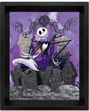 Pyramid International Disney The Nightmare Before Christmas Poster in 3D (Jack Skellington Graveyard Design) Lenticular Poster in Box Frame 25cm x 20cm x 1.5cm - Official Merchandise