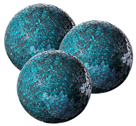 WHOLE HOUSEWARES Mosaikkugeln aus Glas - Globus Deko Kugeln Glas Spiegel - Für Garten, Wohnzimmer - Tafelaufsatz Kugeln für Schüsseln, Vasen, Esstischdekoration