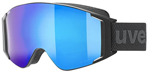 uvex g.gl 3000 TO - Skibrille für Damen und Herren - mit Wechselscheibe - vergrößertes, beschlagfreies Sichtfeld - black matt/blue-lasergold lite - one size