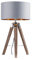 MiniSun | Modern Light Wood and Chrome Table Lamp with a Warm Grey/Gold Drum Shade | Table Lamps, Home Décor & Improvement Essential | Includes 6W LED Bulb [3000K Warm White]