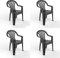 GARBAR Pals Set 4 Silla con Brazos Exterior | jardín, terraza, balcón, Picnic, Camping, Catering, Eventos, reuniones | diseño, Ligero, apilable | Antracita