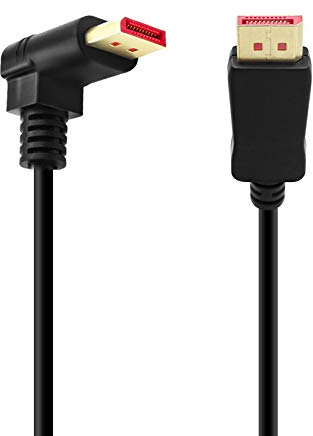 BolAAzuL Câble DisplayPort 1.4 8K/60 Hz 4K/144 Hz 6ft/1,8M Câble Adaptateur DisplayPort Coudé à Angle Droit Cable Displayport Mâle 90 Degré Grande Vitesse pour SSUPD Meshlicious/Vertical Mounted GPU