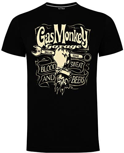 Gas Monkey Garage T-shirt noir pour homme avec clé de mécanicien