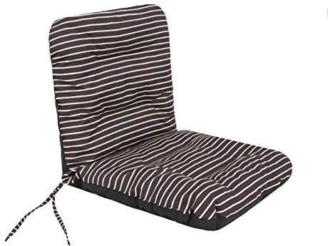 PillowPrim Sitzkissen für gartenstühle – Kissen für Balkon – Für Gartenliebhaber – Langlebig & Wetterfest – Braun Streifen – 48x48 cm, Hoher Rücken 48 cm