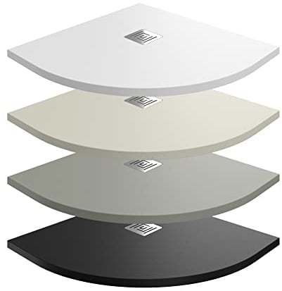 GME Plato de Ducha Semicircular de Carga Mineral Textura Pizarra - Ardesia | Color Blanco - Beige - Grafito (80x80 cm, Grafito RAL 7016)