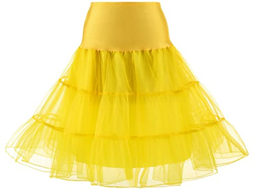 SSDH Jupe Jupon Années 50 Robe Rockabilly Jupons Crinoline pour Femmes S-2XL (Jaune, S)