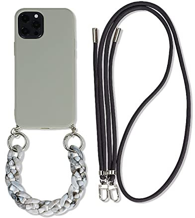 Rokmym Coque chaîne de téléphone Compatible avec iPhone 11 TPU étui pour téléphone 3 en 1 Bracelet Lanyard Coque en Silicone Souple avec dragonne Tendance Coque pour iPhone 11