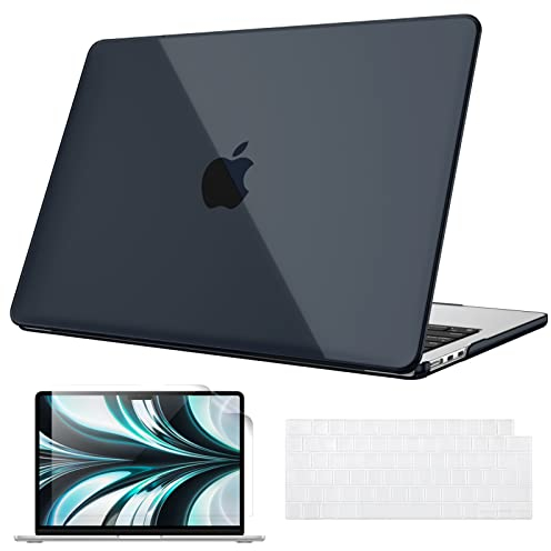 Fintie Hülle Kompatibel mit MacBook Air M4 M3 M2 13.6 Zoll (2025-2022) A3240 A3113 A2681, Ultradünne Hartschale Schutzhülle Snap Case + Tastaturabdeckungen + Displayschutzfolie, Mitternacht