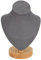 Cyrank Halskette Display Stand, Schmuckständer, Kleiner Schmuckmodell-Organizer, Halskette Schaufensterpuppe Display Ständer, 3D-Flanell-Halsketten-Präsentationsständer mit Holzsockel (Grau)