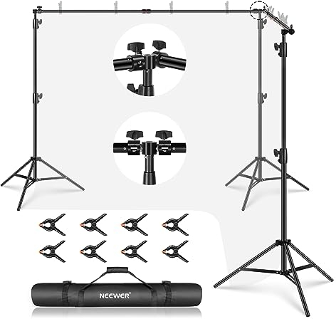 NEEWER Backdrop Stand Heavy Duty with 9x20ft/2.8x6m Extended Telescopic Crossbars, 3 Stands, 8 Spring Clamps, 1 Bag, Studio Photography Photo Backdrop Background Support System for Parties, NK-ST2860