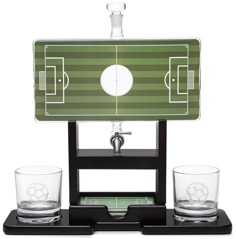 Soccer Field Whiskey Decanter Set. Unique Gifts for Men or Dad, Home Bar Gifts. Football Liquor alcohol, Bar Tumbler, Alcohol Decanter Set
