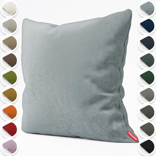 Schuette® Dekorativer Kissenbezug aus Samt mit verdecktem Reißverschluss • Millenium Velvet Kollektion: Koala Shade (Gray) • Knitterfrei • Kuschelweich • Zierkissen • Sofakissen