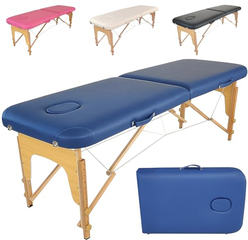 Beltom® LETTINO DA MASSAGGIO BASIC 2 ZONE IN LEGNO PORTATILE PESA SOLO 11,6 KG RICHIUDIBILE + PANNELLO REIKI + ANGOLI ARROTONDATI E RINFORZATI - FISIOTERAPIA ESTETISTA TATTOO TATUAGGI - Blu