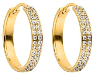 PURELEI® City Lights Ohrringe (Gold) – Damenohrringe aus langlebigem Edelstahl – Wasserfeste Ohrringe Damen – 2,4 cm Durchmesser – Modeschmuck für deinen individuellen Look