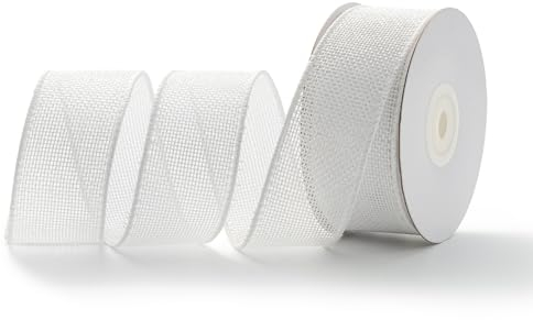 MORSUNBELA Schleifenband Weiß,Geschenkband Breit,Burlap Vintage Verdrahtet Sackleinen Decoband,38 mm x 9 M
