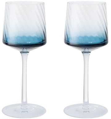 Denby Contemporary Fluted Blue Wine Glasses Set of 2