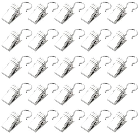 Volumoon 100 Pezzi Clip per Tendine con Gancio,Clip per Tenda da Doccia in Metallo,Multifunzione Antiruggine Clip Tenda,Doccia Tenda Clip, Clip per Ganci per Tende Per Foto, Camera Da Letto, Bagno