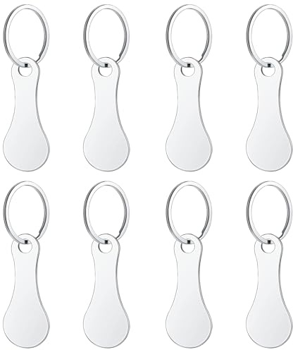 8 stycken kundvagnslösare, nyckelring, upplåsare för kundvagn, shoppingskepp för kundvagn, avtagbar med nyckelring för kundvagnar (silver)