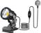 TobeBright Plug in Spot Light Clip On with On/Off Switch IP65 Water Resistant Plant Uplighters Indoor and Outdoor 7W LED Clamp Spotlight Mains Powered, Warm White 3000K, 1.78m Cord