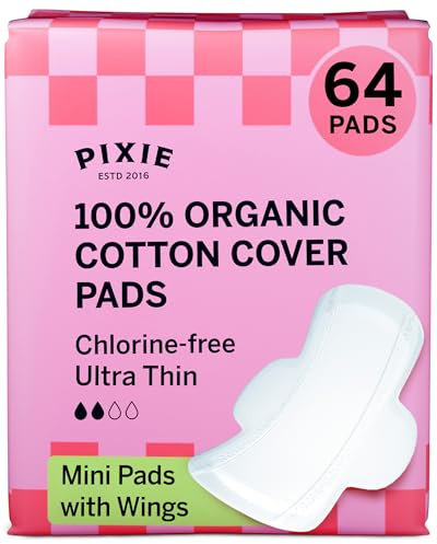 Pixie Ultra-Dünne Mini Bio-Baumwollbinden für Teens – Slipeinlagen mit Flügeln – Leichte Saugkraft – Hypoallergen, unparfümiert & biologisch abbaubar – 64 Stück