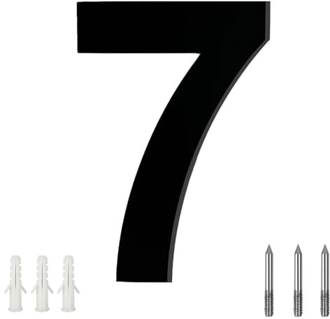 LUCKNIGHT House Numbers, Large Metal House Numbers, Floating Door Number, Made of Solid Stainless Steel, Flush Mount, for Outside Address Number Sign, 8 Inch (20.3 cm), Door Number 7