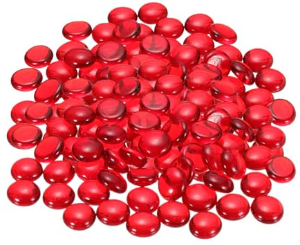 uxcell Cuentas de vidrio para hogueras, mármoles de vidrio redondos de grava, guijarros reflectantes para decoración de acuarios, 500 g, color rojo