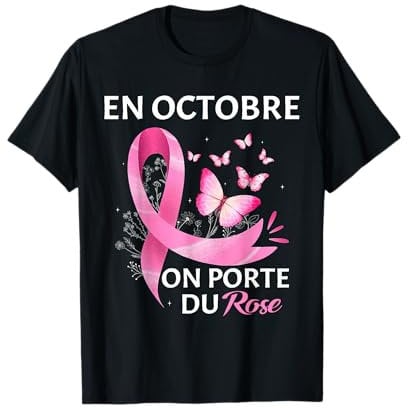 Octobre Rose 2024 Ruban Rose Sensibilisation Cancer Du Sein T-Shirt